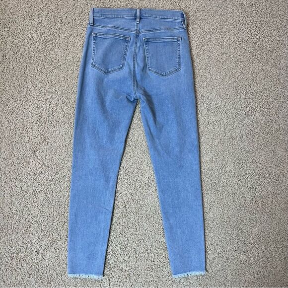 LOFT Frayed Button Fly Skinny Jeans Raw Hem Light Blue Wash Size 2/26 - Picture 4 of 10